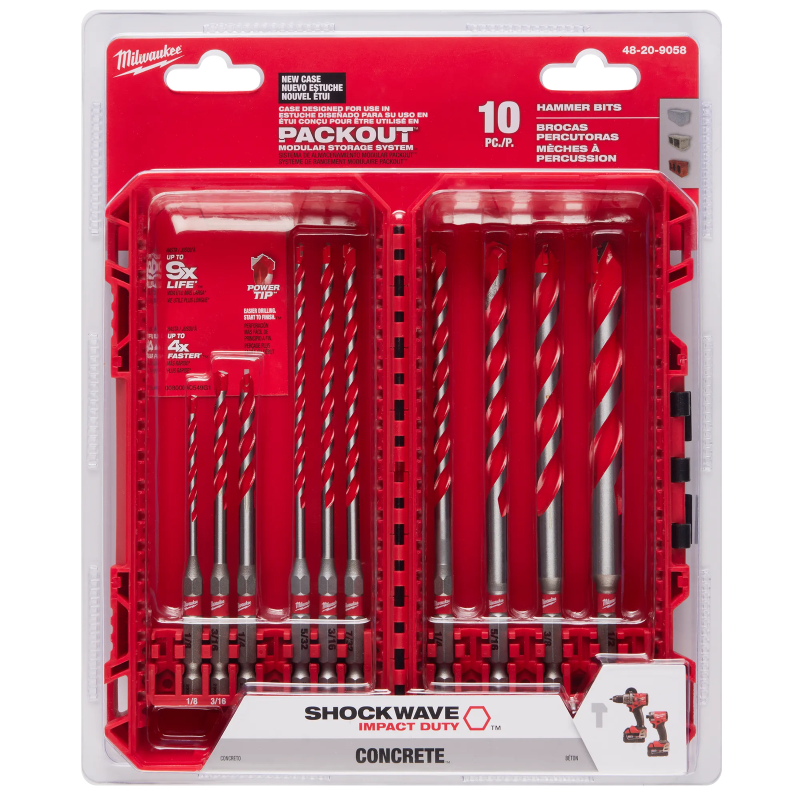 10PC. SHOCKWAVE Impact Duty™ Carbide Hammer Drill Bit Set 48-20-9058