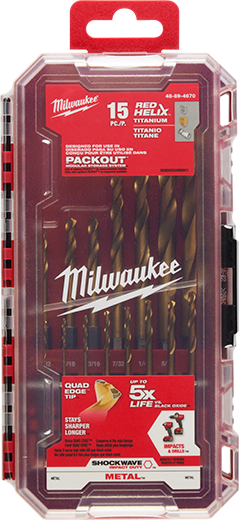 SHOCKWAVE Impact Duty™ RED HELIX™ Titanium Drill Bit Set – 15PC 48-89-4670