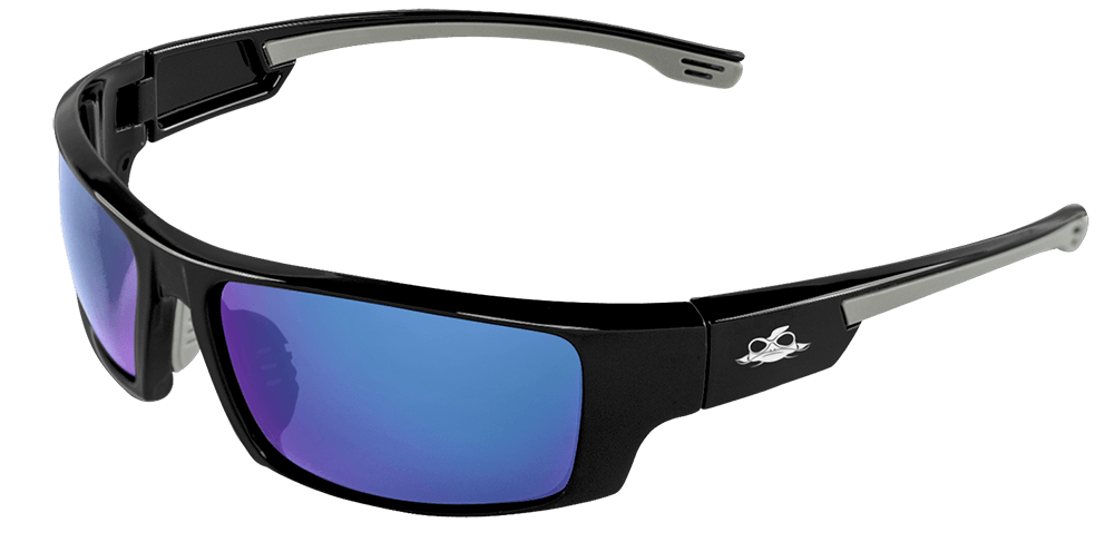 Dorado® Blue Mirror Performance Fog Technology Polarized Lens, Shiny Black Frame Safety Glasses - BH95129PFT