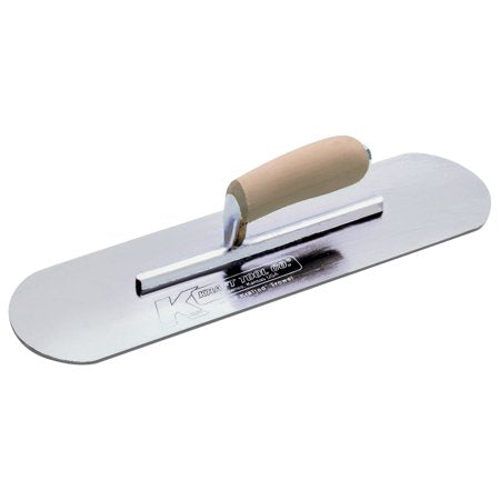 CF326 12" x 3-1/2" Swedish Stainless Steel Pool Trowel with a Camel Back Wood Handle on a Short Shank